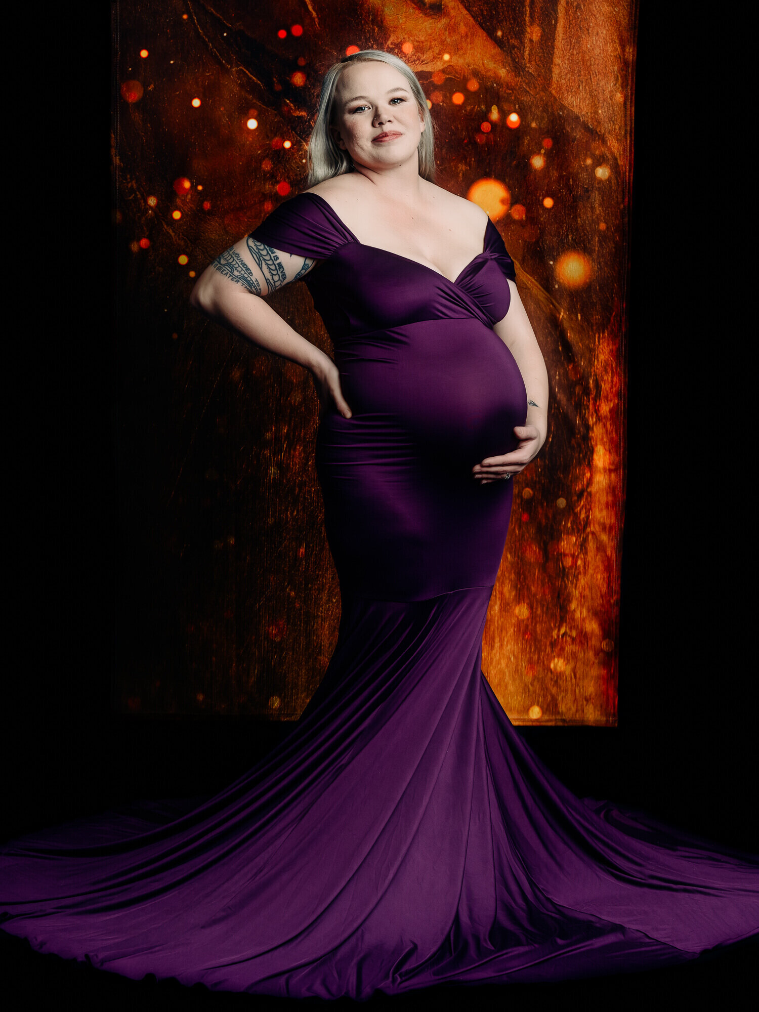 Purple and gold theme Prescott AZ maternity photos