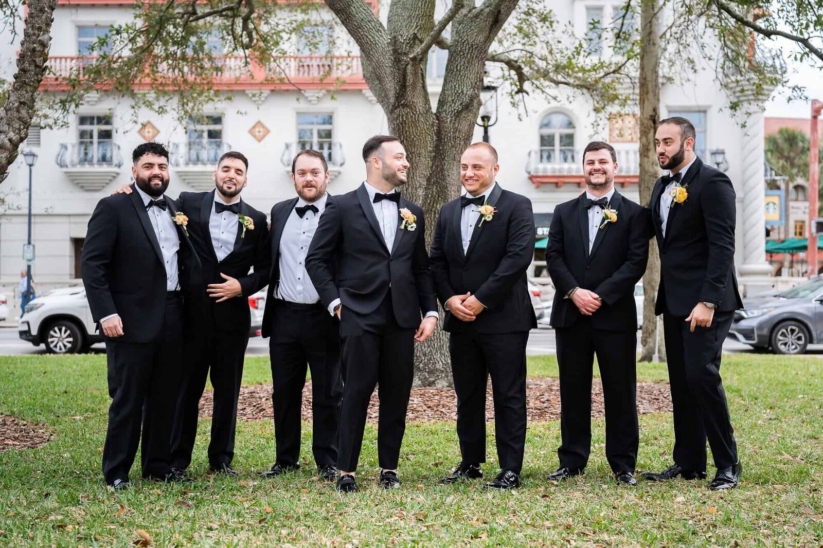 groom and groomsmen candid photos at jewish wedding at Casa Monica in St Augustine wedding Venue
