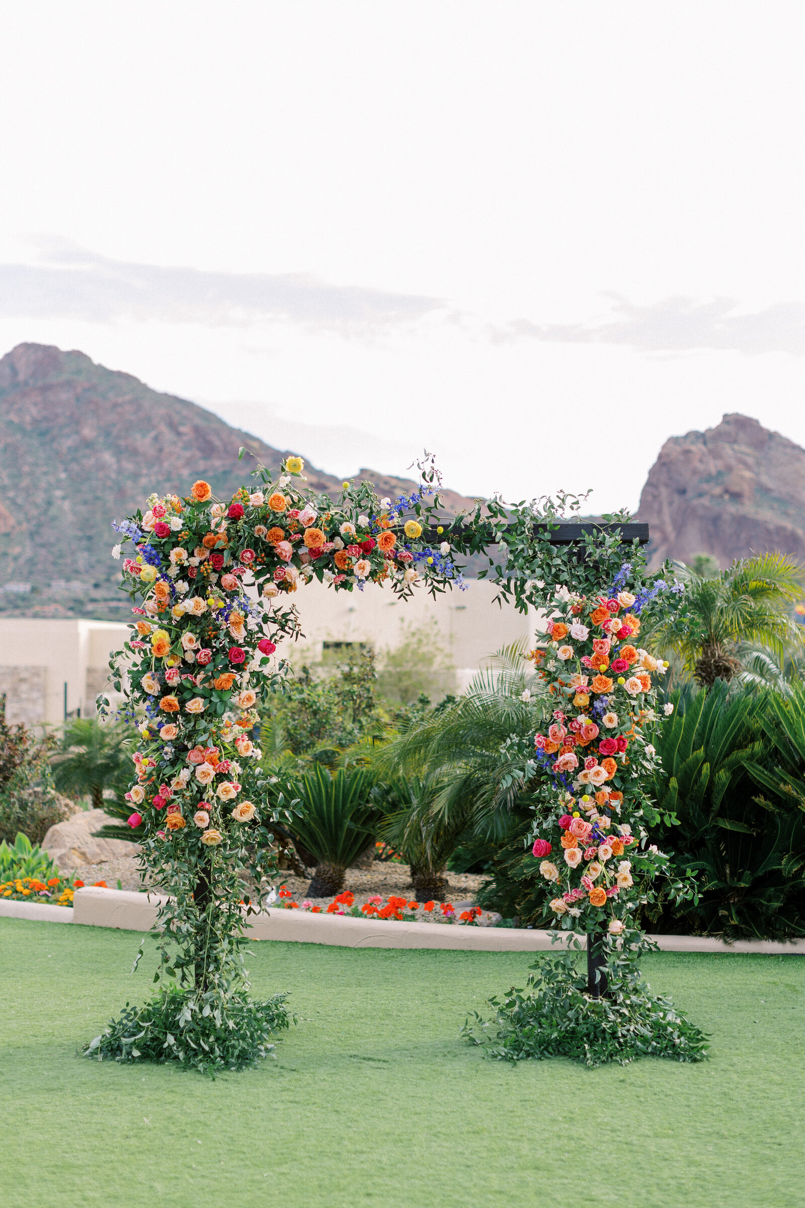 flowers-scottsdale-az-greenery-floral-arch-pink-yellow