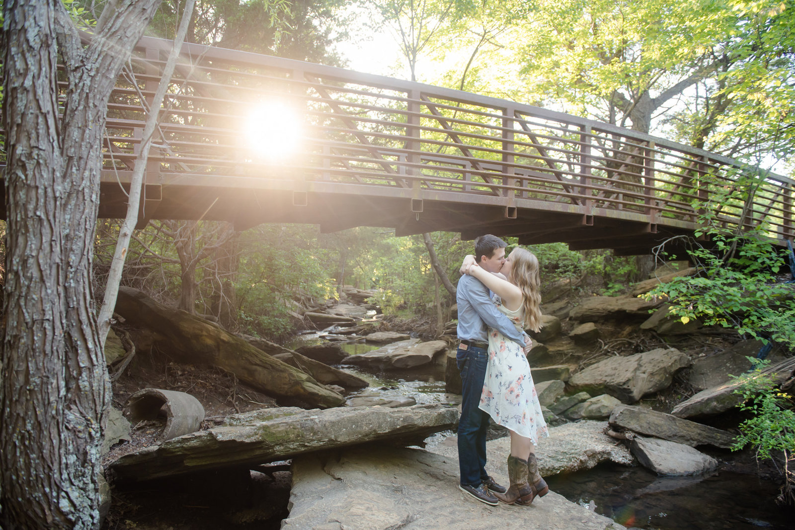 Flower Mound Creek engagement photographer