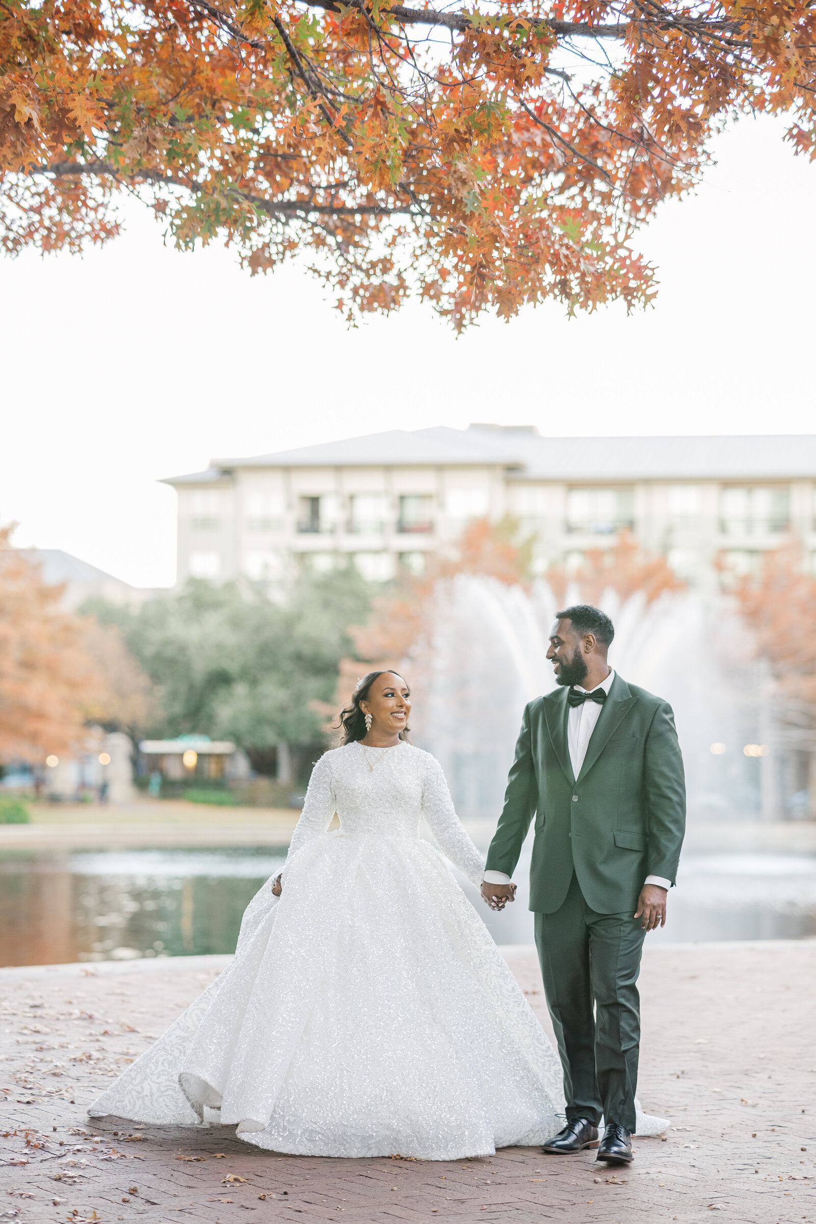 Solo bride and groom photoshoot outdoors before wedding