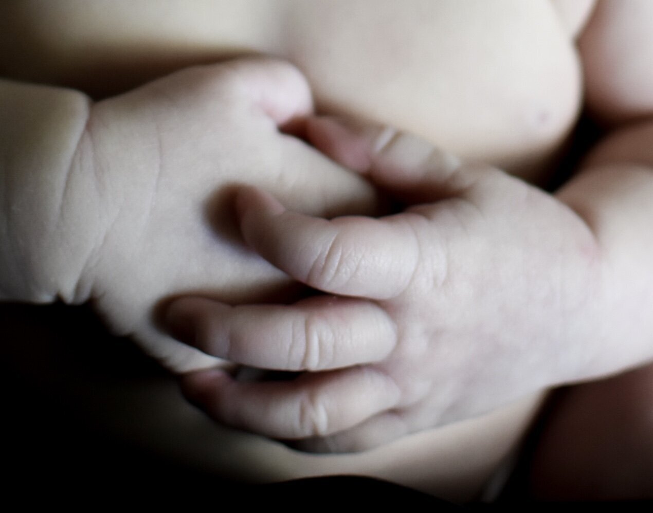 close up photo of a newborn babys hands photographed by Millz Photography in Greenville, SC