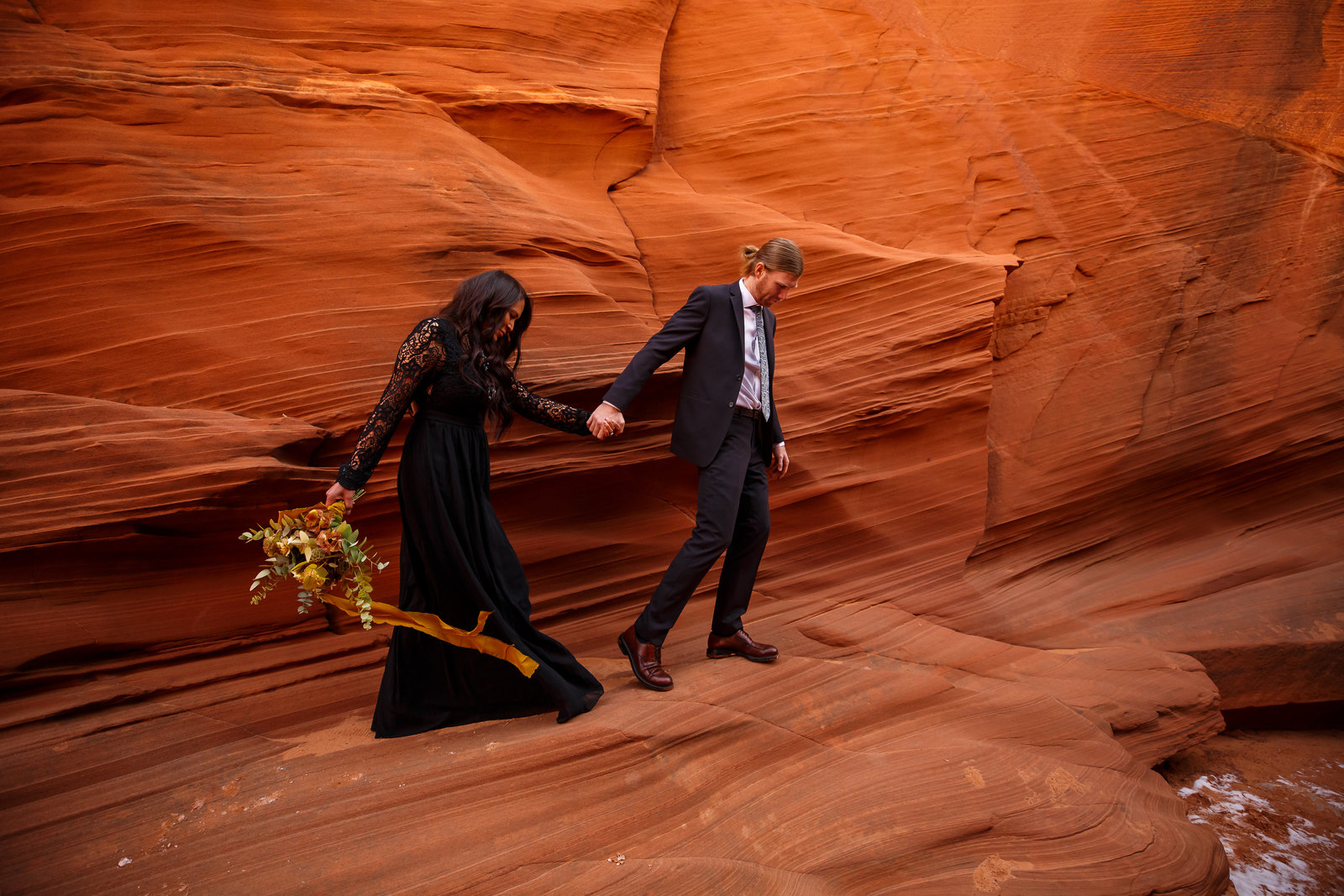 This couple eloped in Page Arizona in a slot canyon.