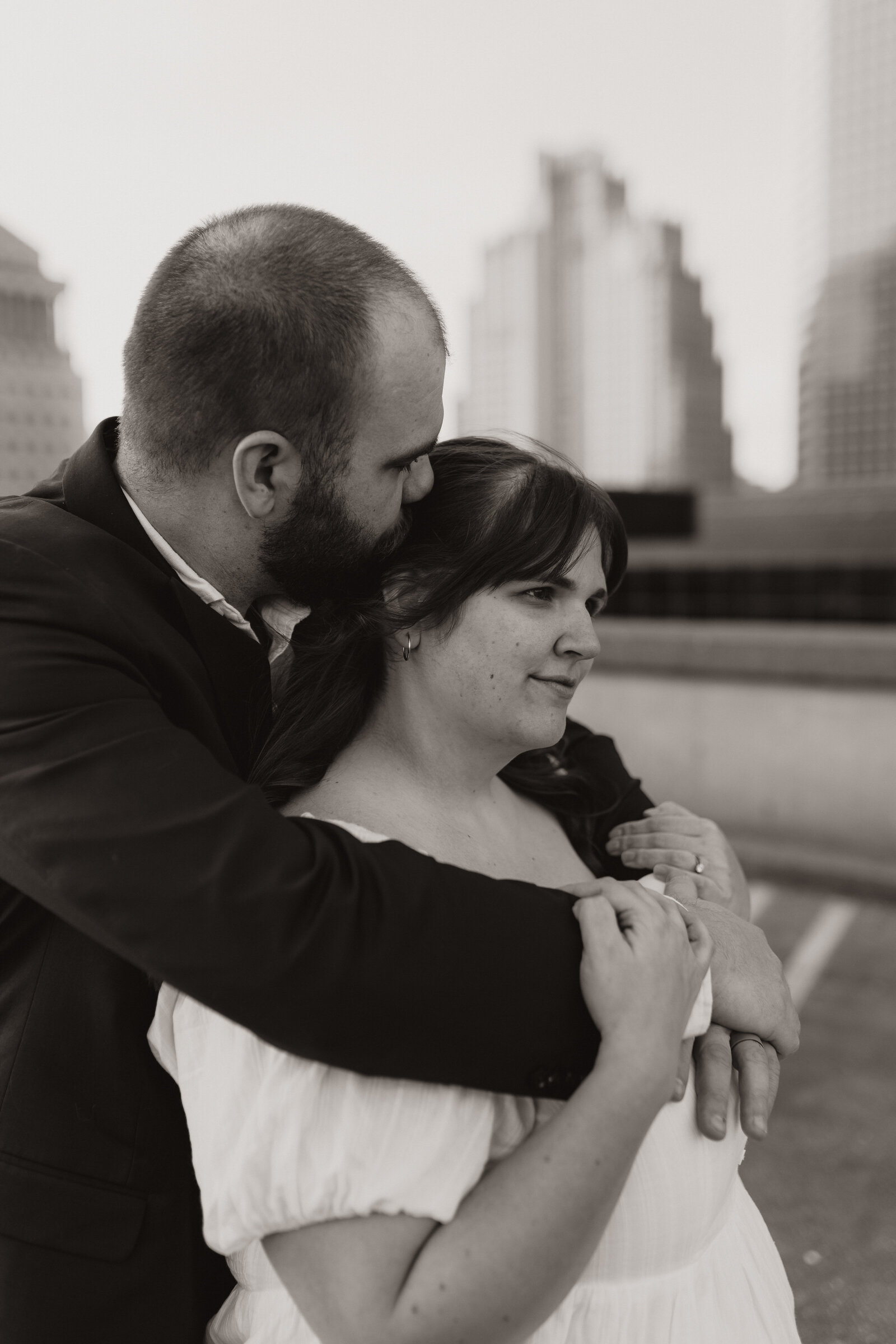 St. Louis, Mo Downtown rooftop Couples documentary session