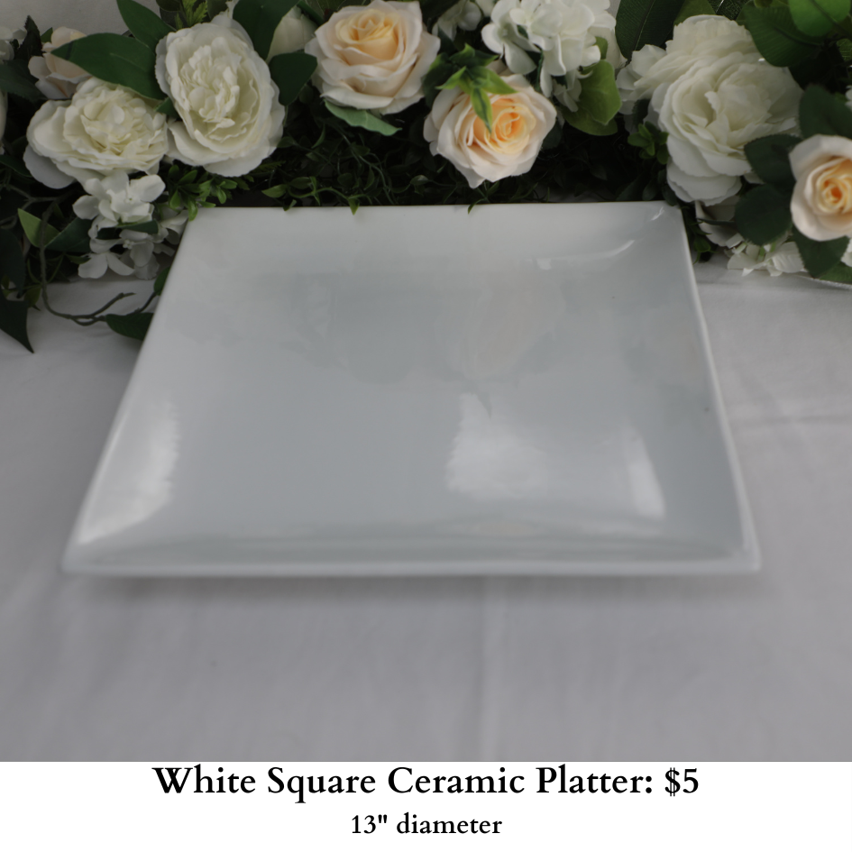 White Square Ceramic Platter-1048