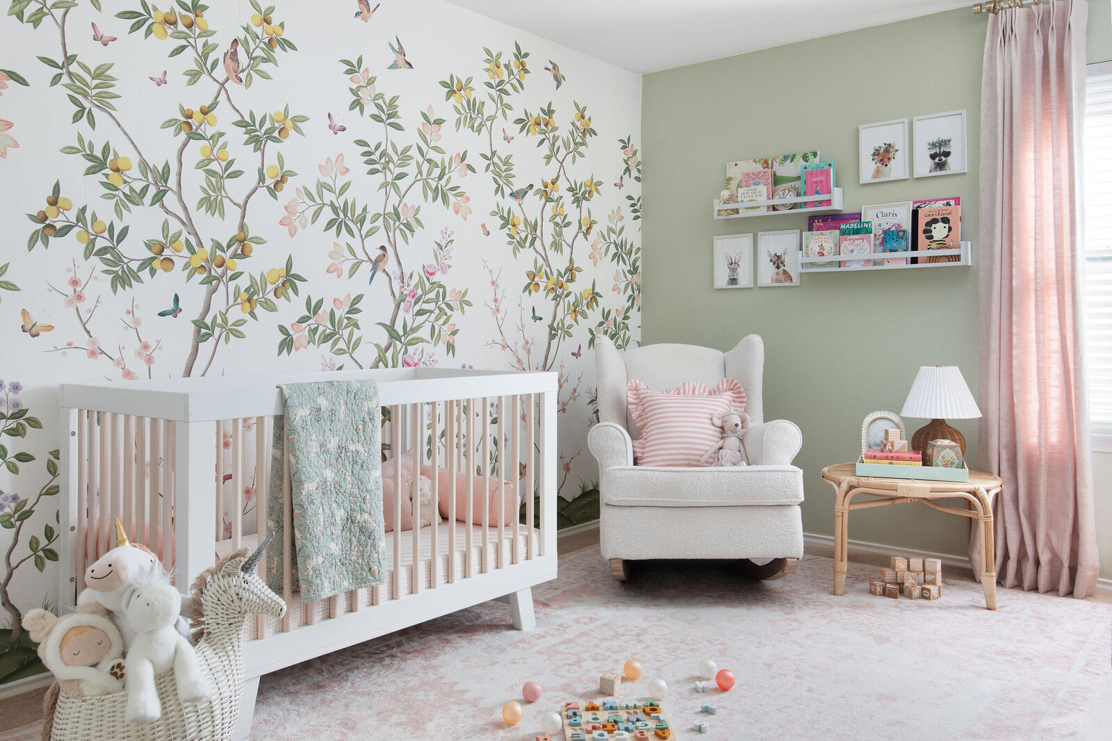 Nuela Designs Girl Nursery Design Pink Drapery and Chinoiserie