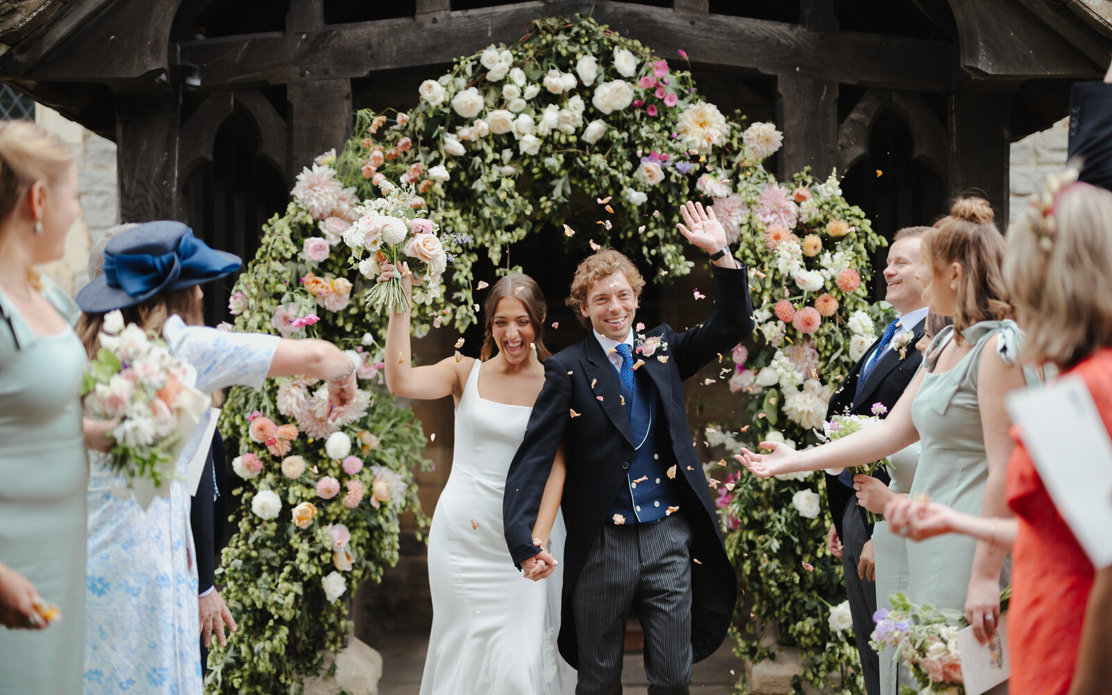 Church wedding floral arch 