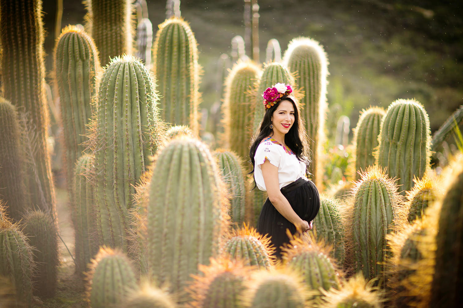 Cactus field Maternity Session in San Diego.