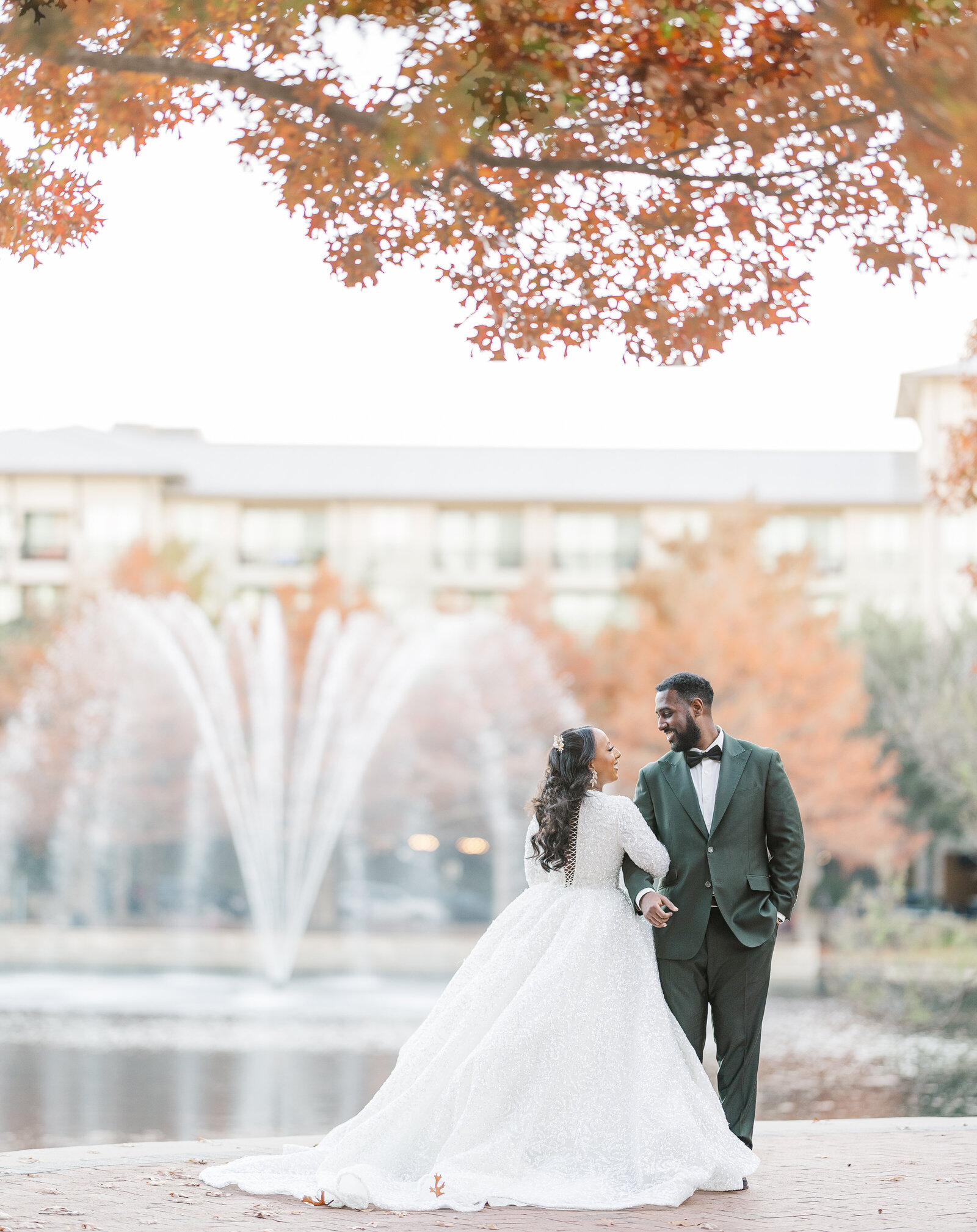 Solo bride and groom photoshoot outdoors before wedding