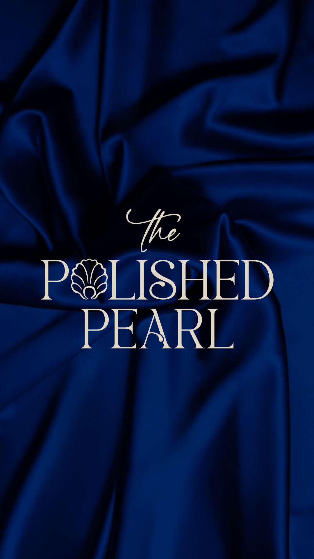 sapphire blue silk background and shell elegant logo