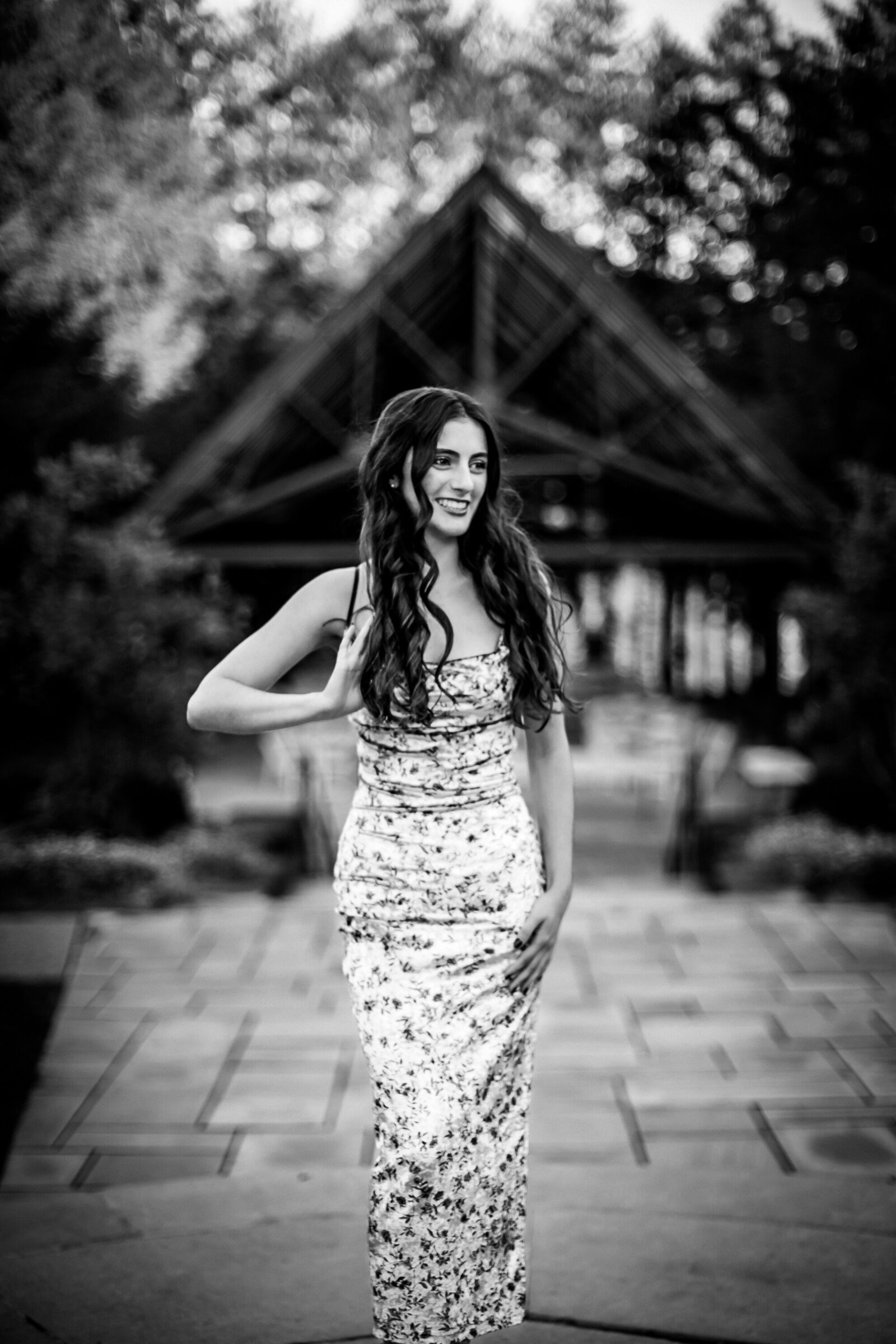 This timeless black and while photo of a girl posing for her senior photos north of Pittsburgh PA.