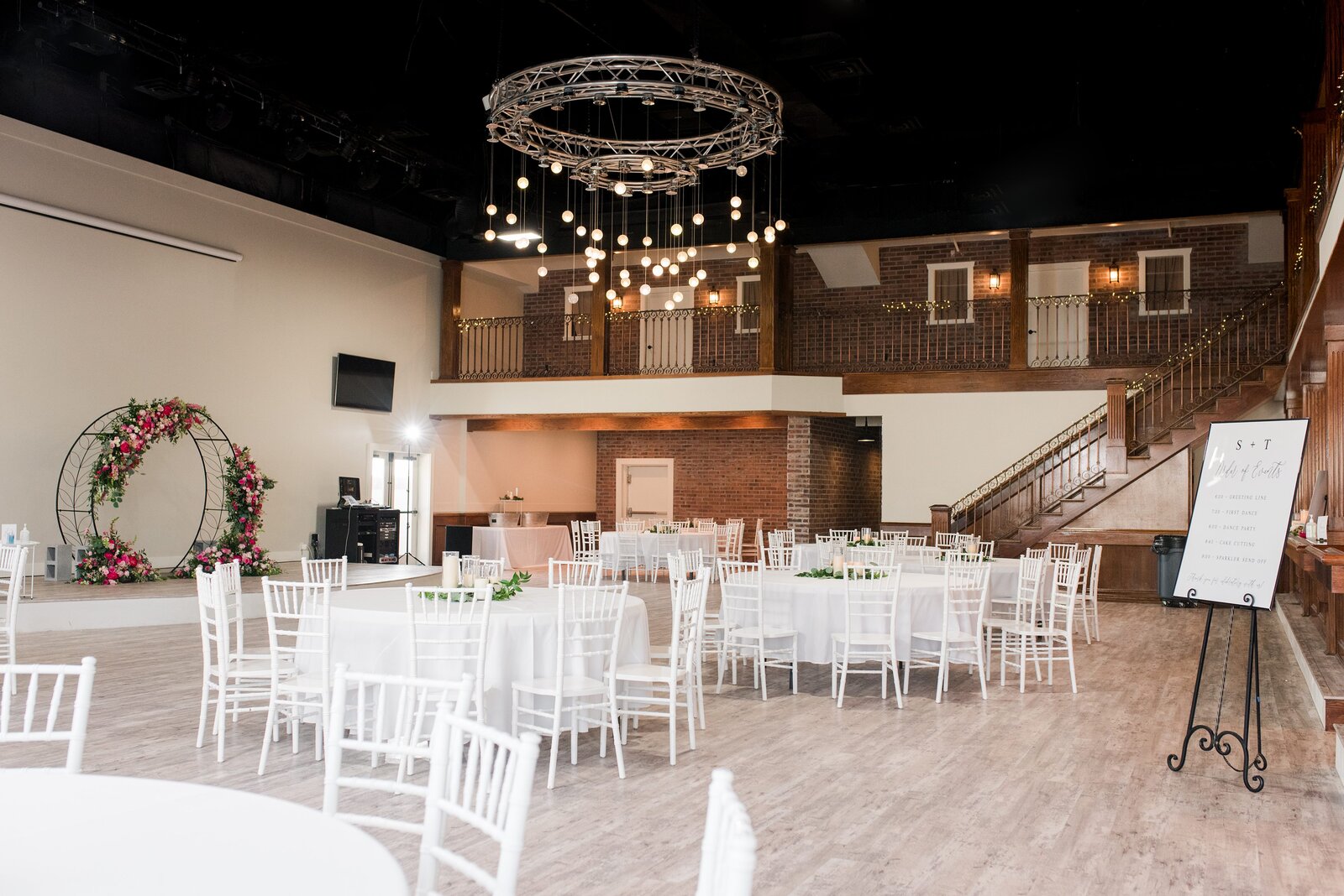 The great room setup for a wedding at Talia Event Center