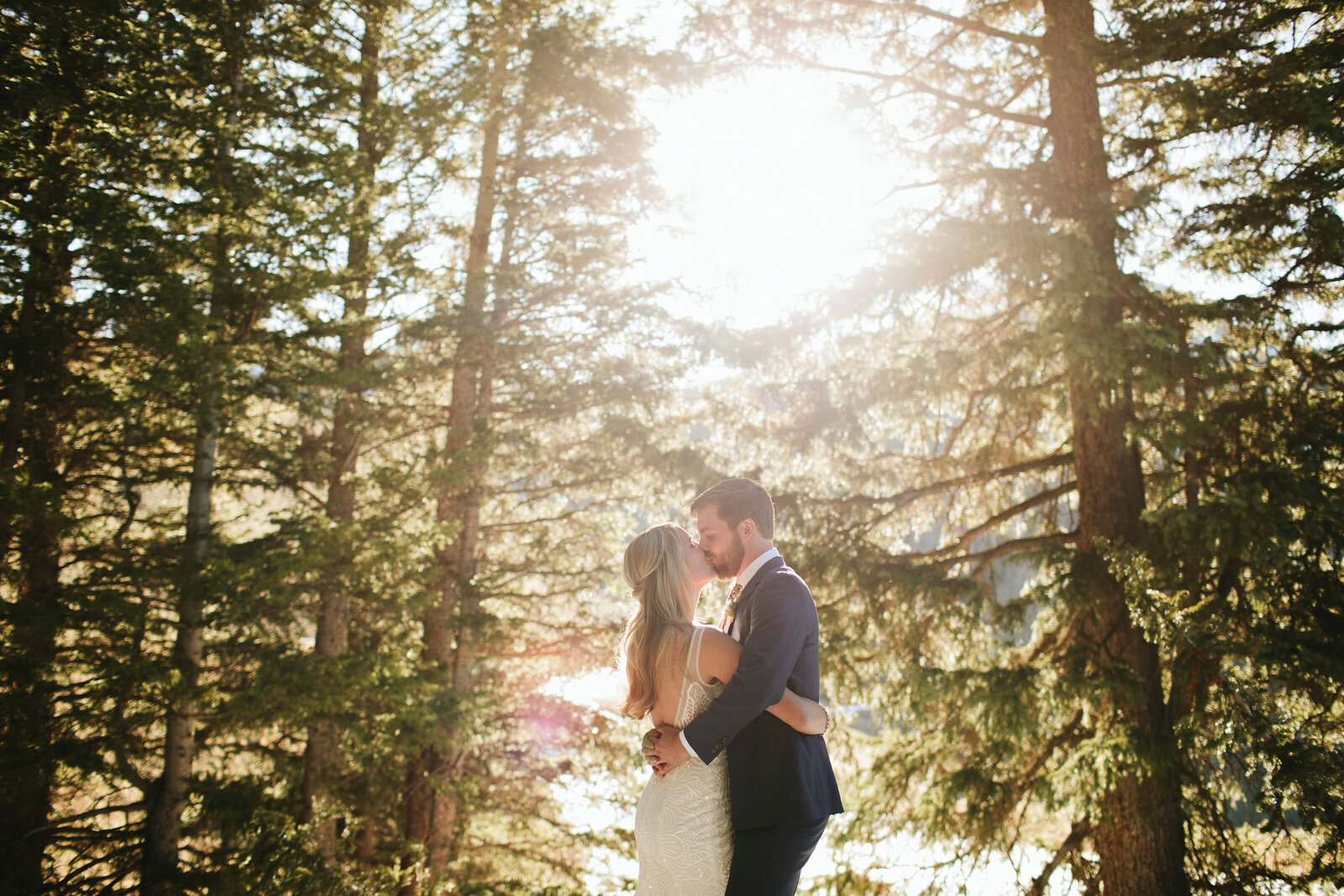 wedding in pine trees colorado