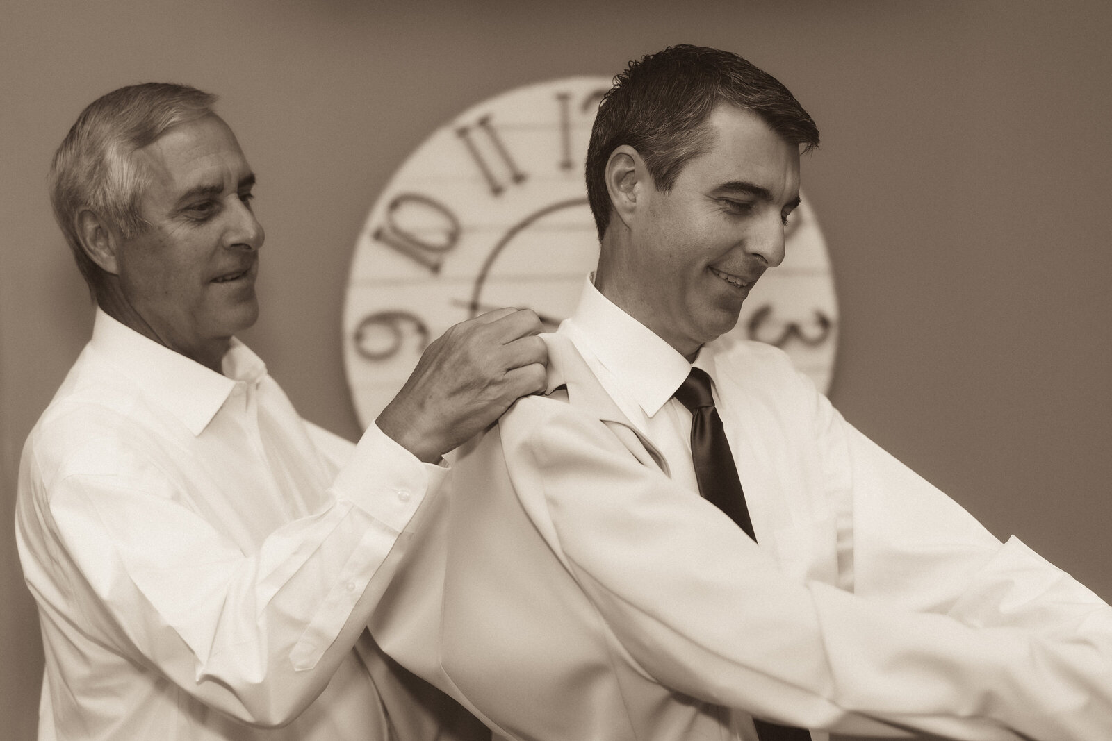Father and son at wedding
