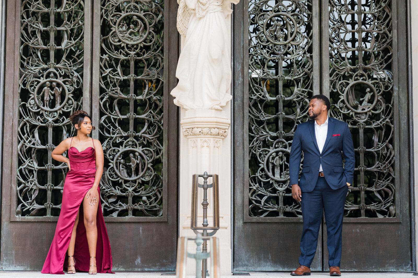 couple standing on steps