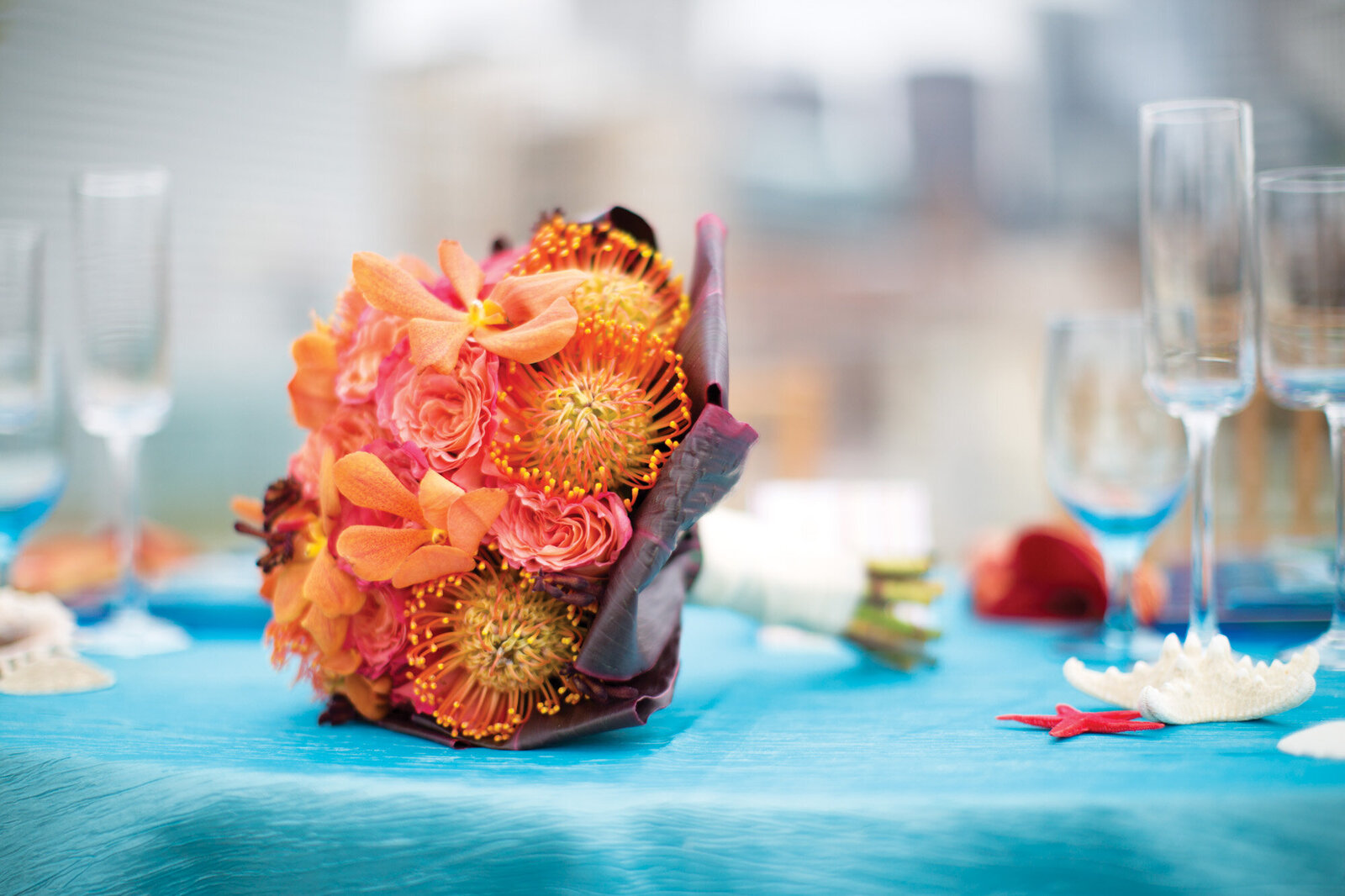 Colorful floral centerpiece