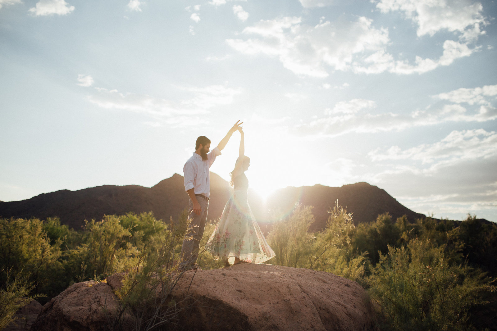 Engagement session during golden hour in Mesa, AZ