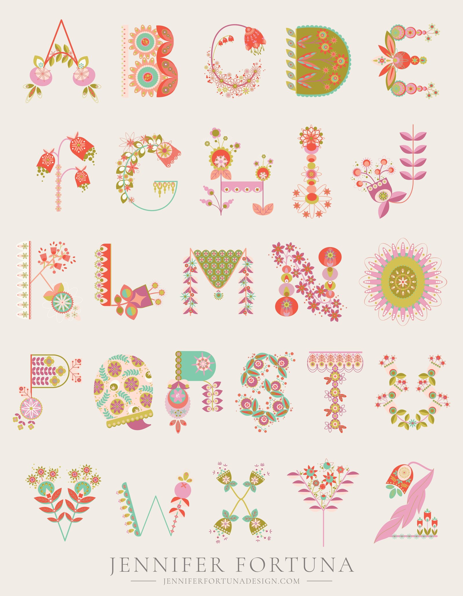 Surface Design floral alphabet