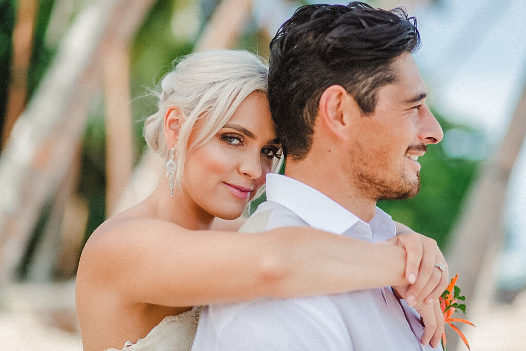 beautiful couple on beach bride and groom