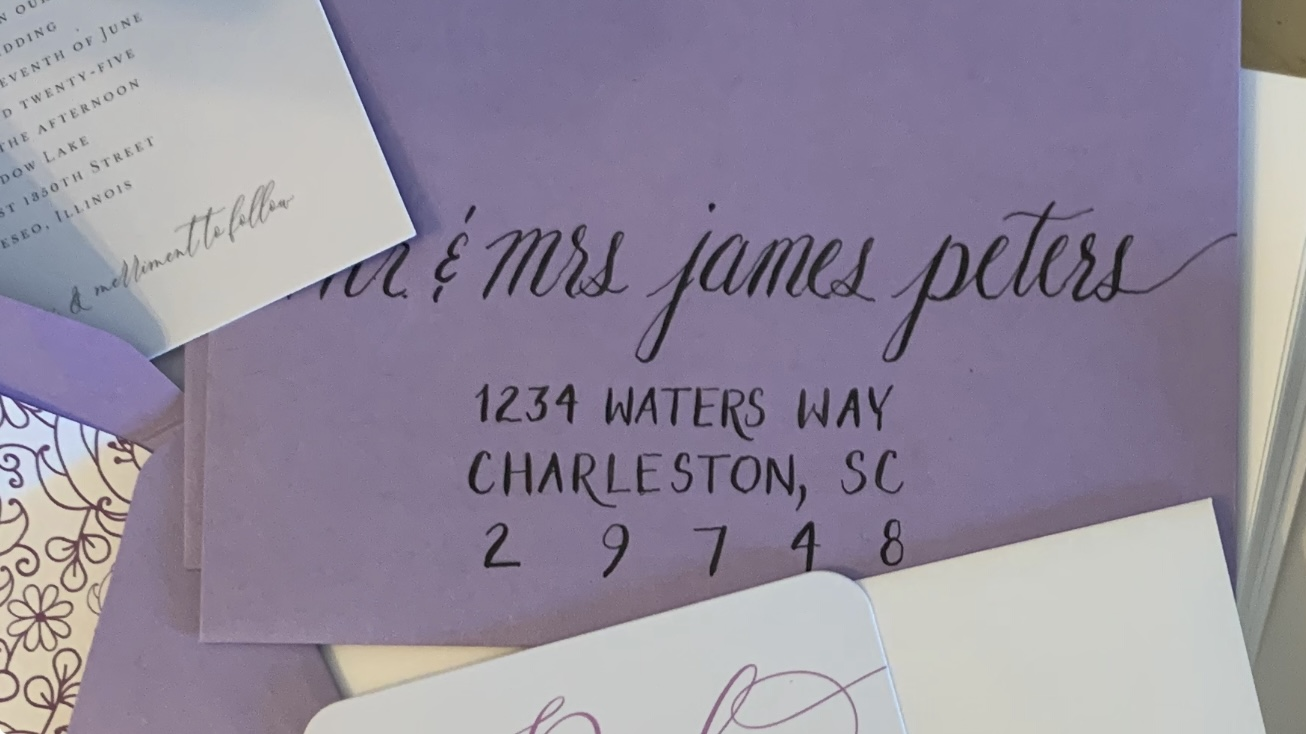 Calligraphy Lush Lilac Envelope JLC