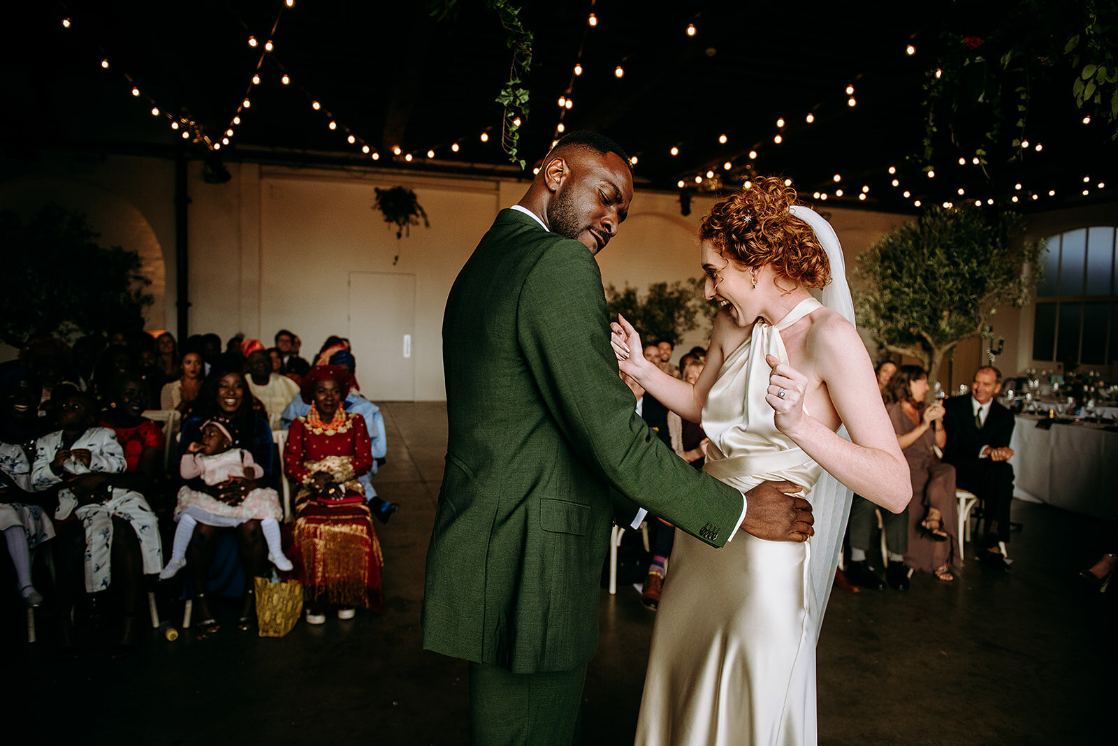 bride and grrom dancing at alter new york cityjpg