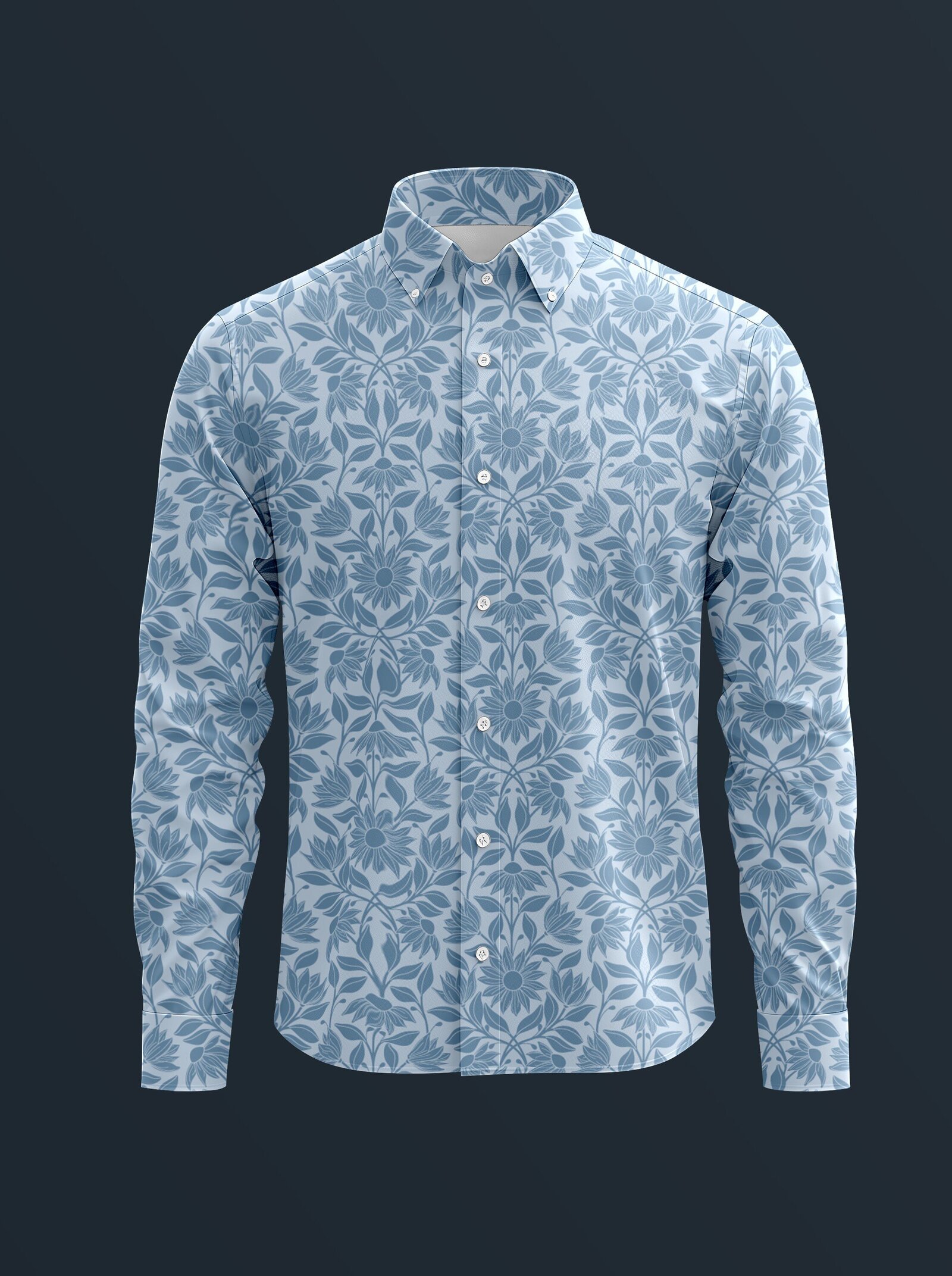 Shirt Man Floral Blue Repeat Elegant Dress Green Acre Designs 