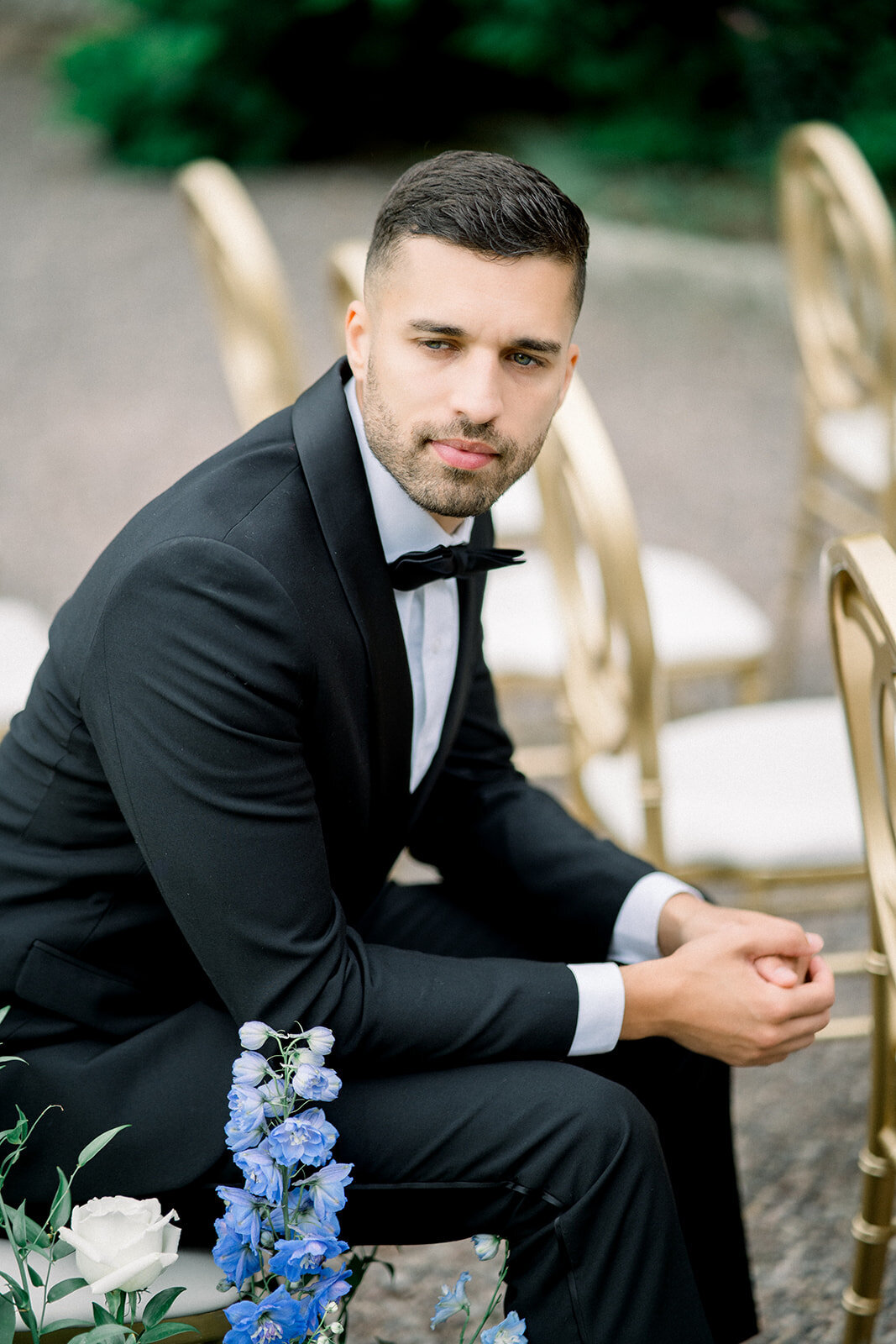 Groom in Black Tie at Castle Leslie Wedding, Ireland