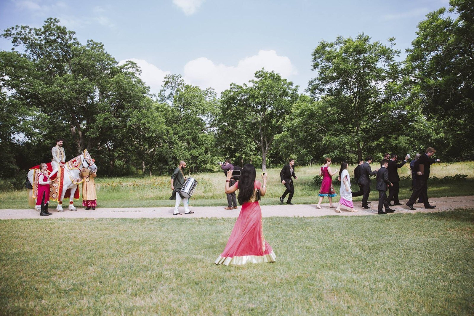 indian-wedding-procession-texas-outdoor-venue
