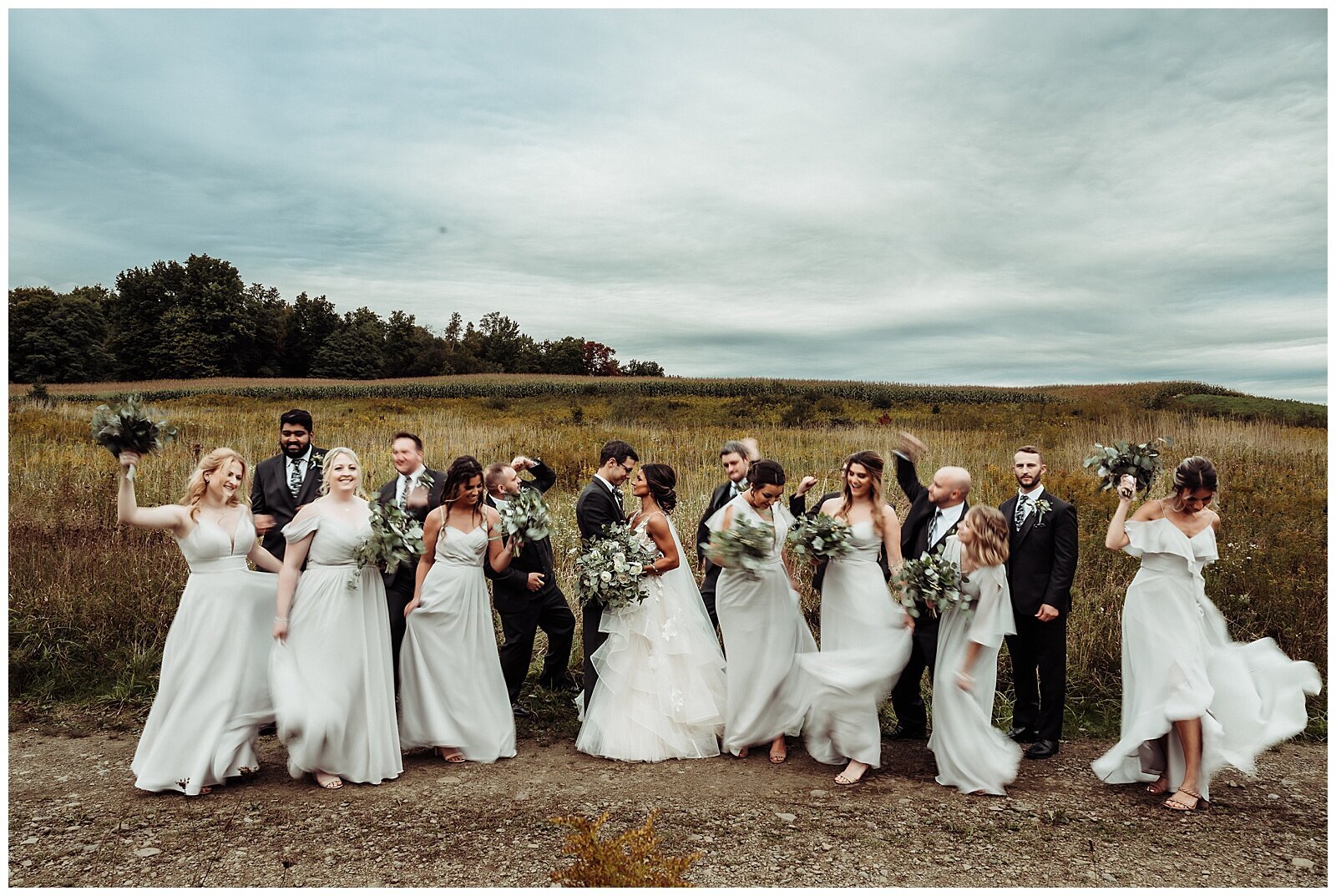 Bridal Party Portrait in a field