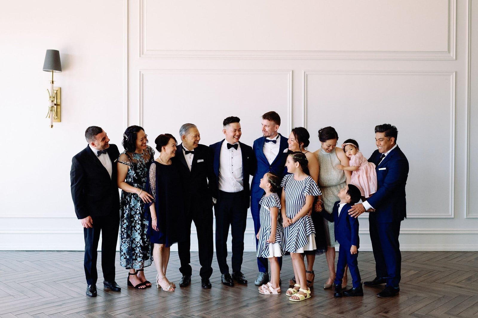 Candid Moment During Family Photos on Wedding Day at Arlington Estate Vaughan Elopement Jacqueline James Photography