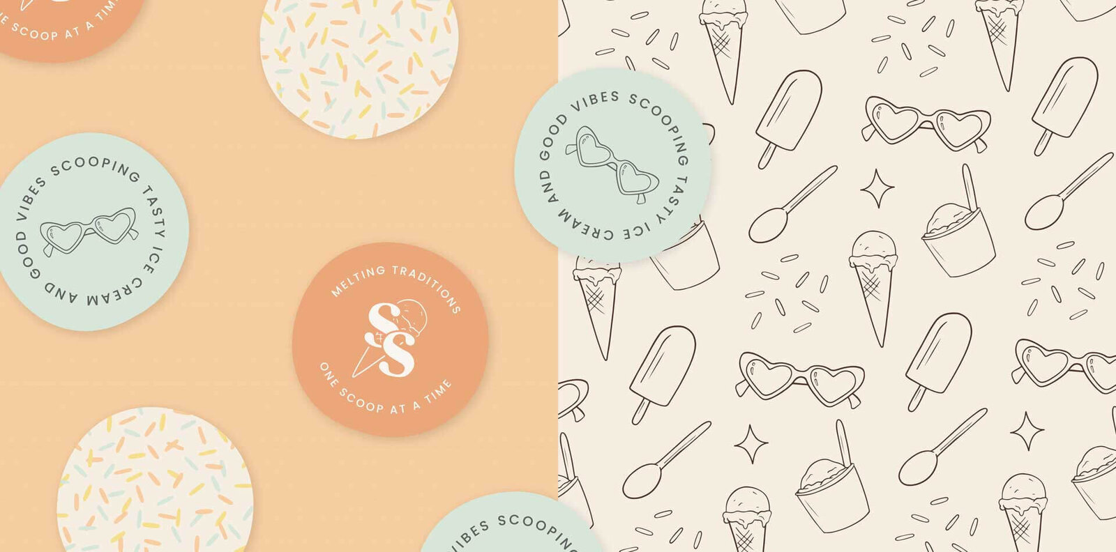 fun, nostalgic, modern, and retro branding for ice cream truck
