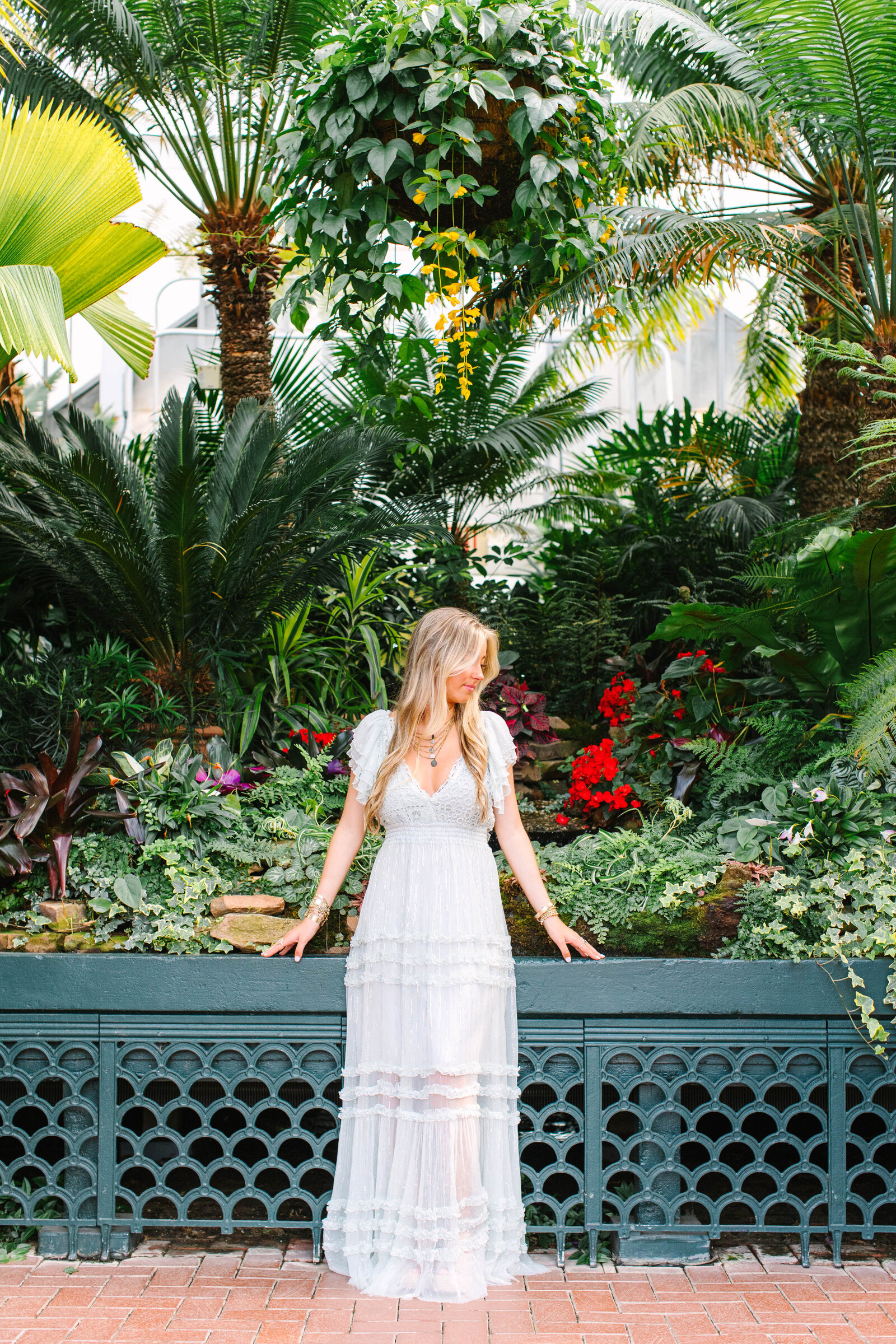 girl in long dress at conservatory at Biltmore Estate