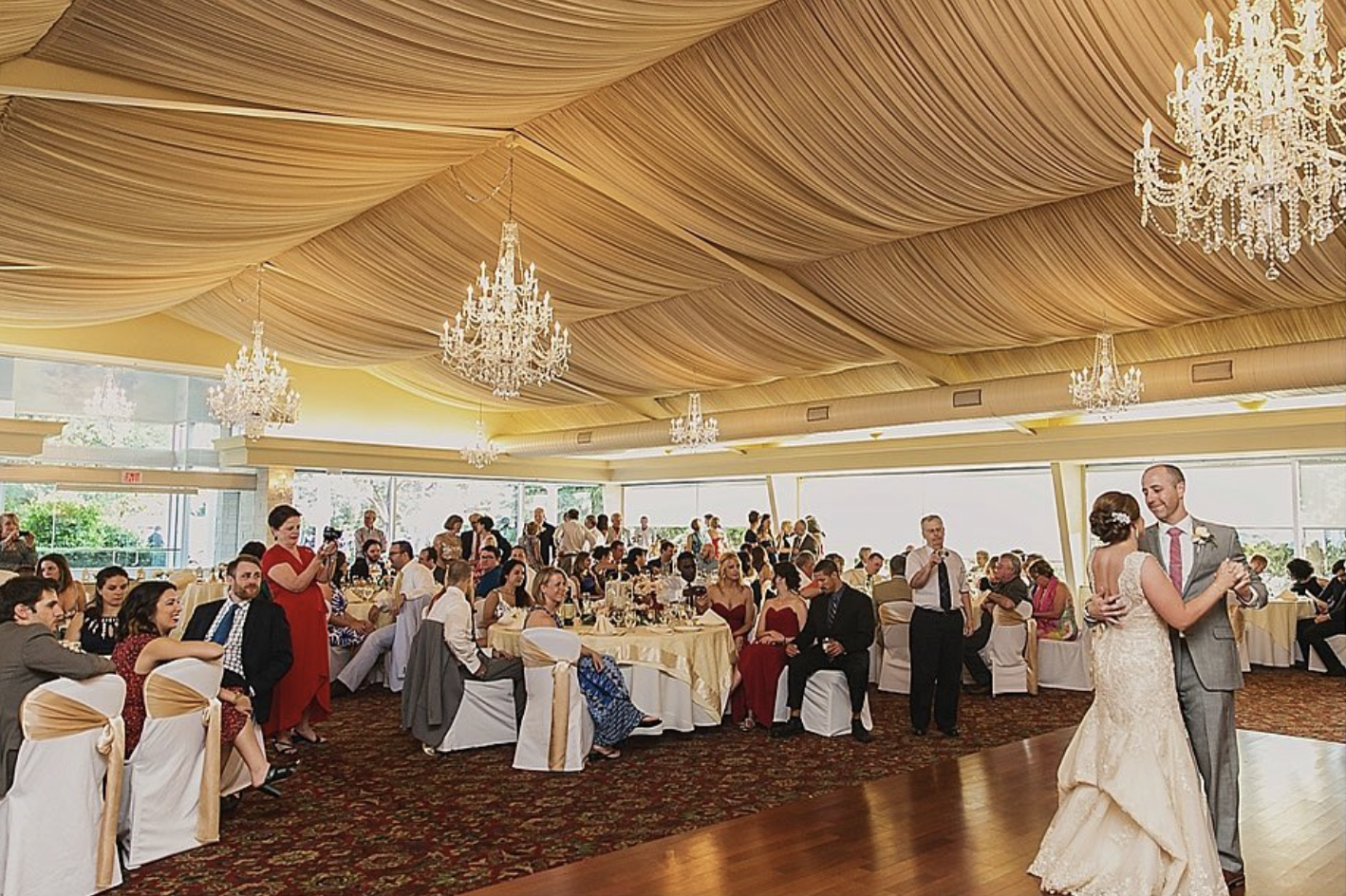 Bride and groom have first dance as married couple