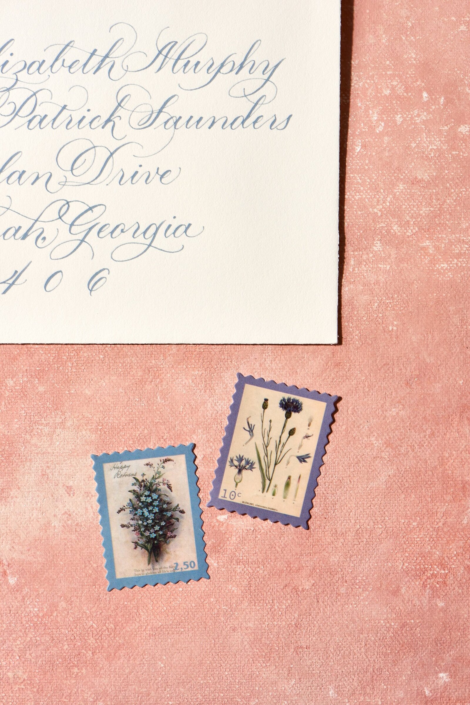 LowcountryPaperCo_Clare&Michael_CalligraphyEnvelope&Stamps