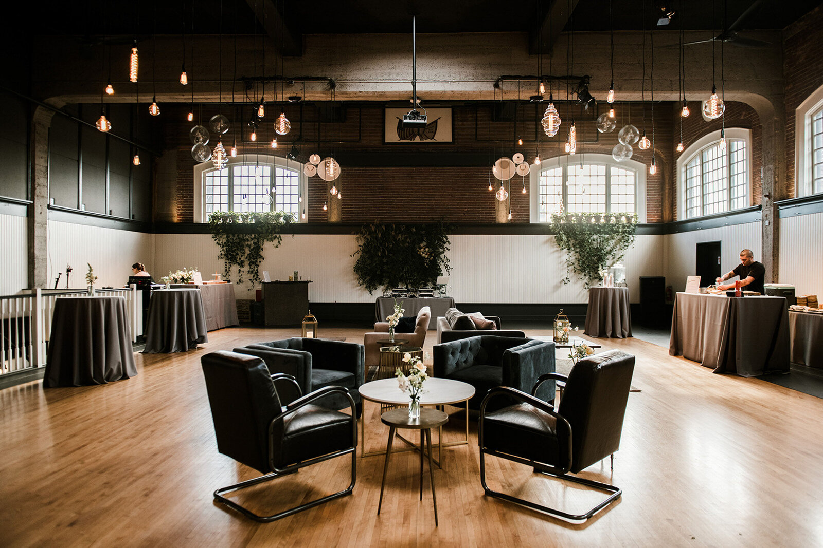 Elegant couches and round table fit for formal and corporate events at The Evergreen