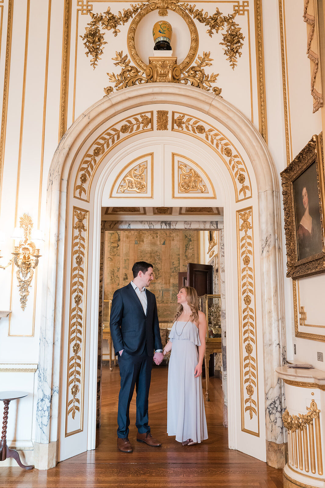 Bridal-inspired engagement dress at historic DC venue Larz Anderson House.4