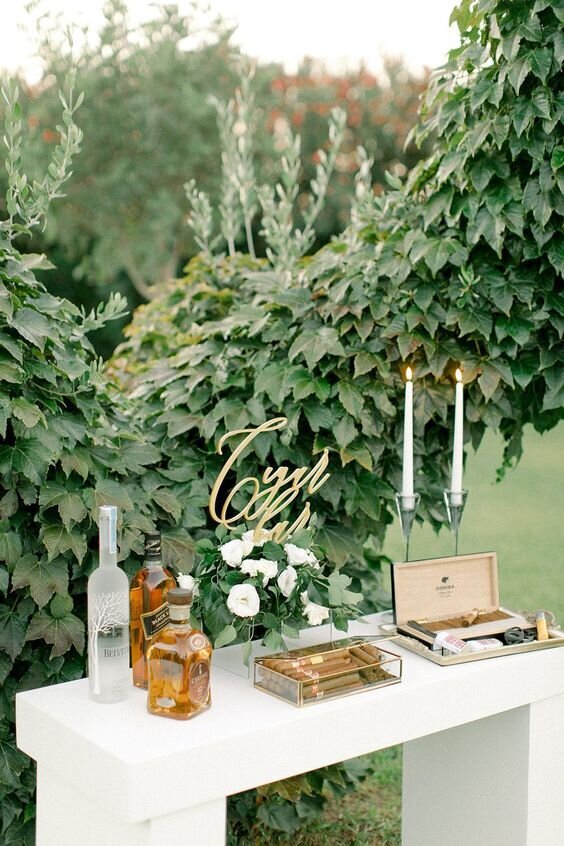 Cigar bar display during wedding reception