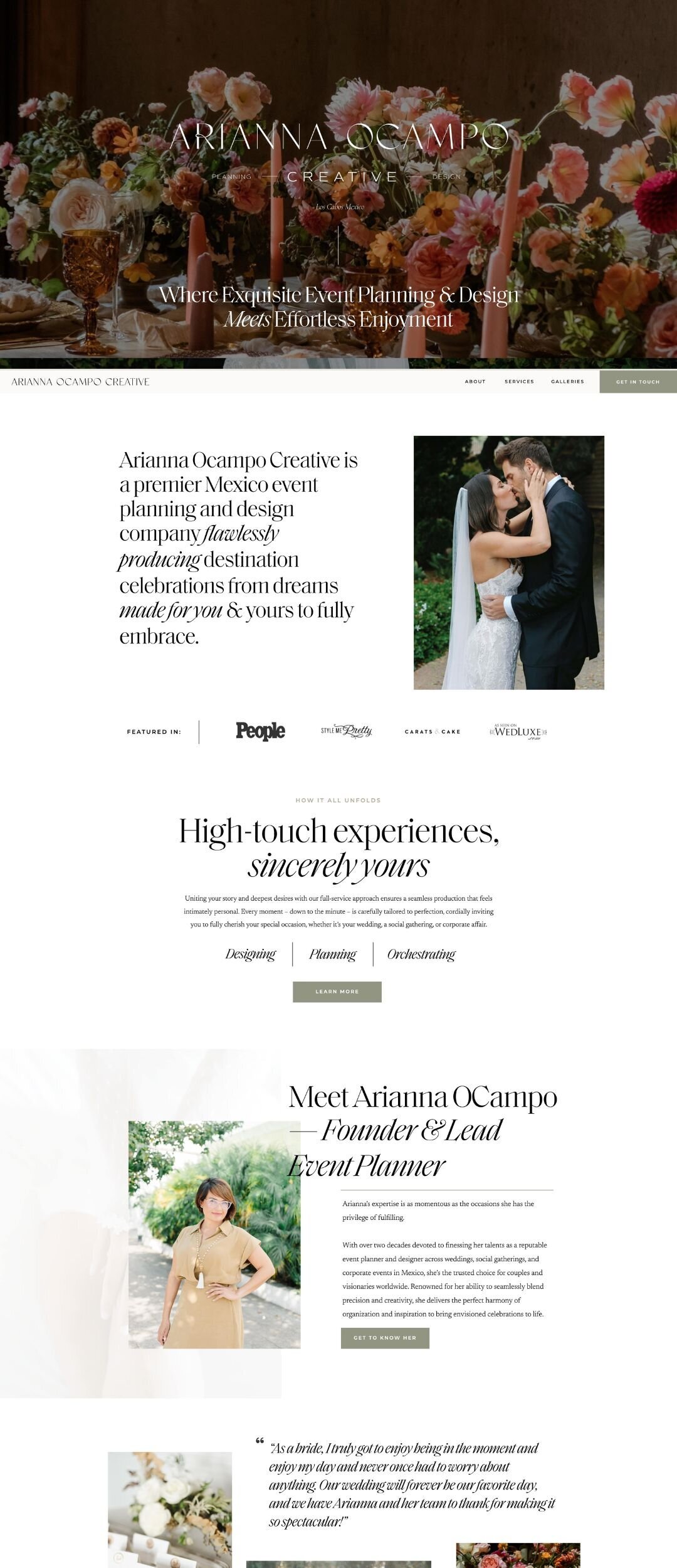 Wedding Planner Website - Arianna Ocampo Creative