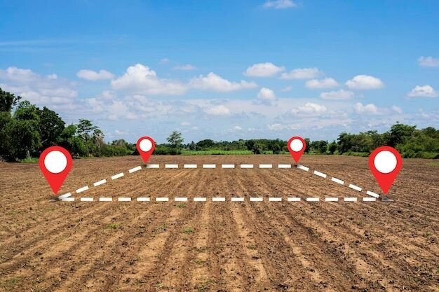 Concepto inmobiliario de gestión de terrenos con un terreno baldío en un campo verde disponible para la construcción de edificios y la subdivisión de viviendas en una zona residencial en venta _ Foto Premium