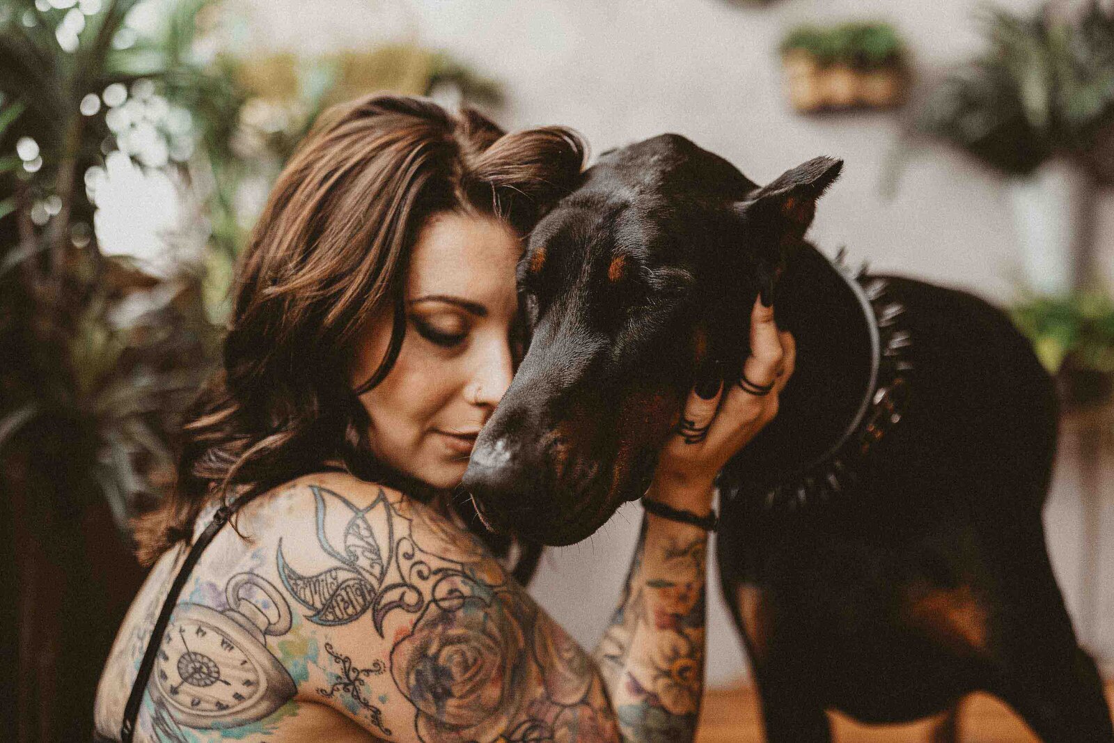woman with her pet dog