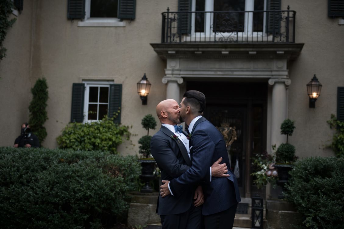 First look on Brendan & Ryan's wedding day at Lord Thompson Manor in CT