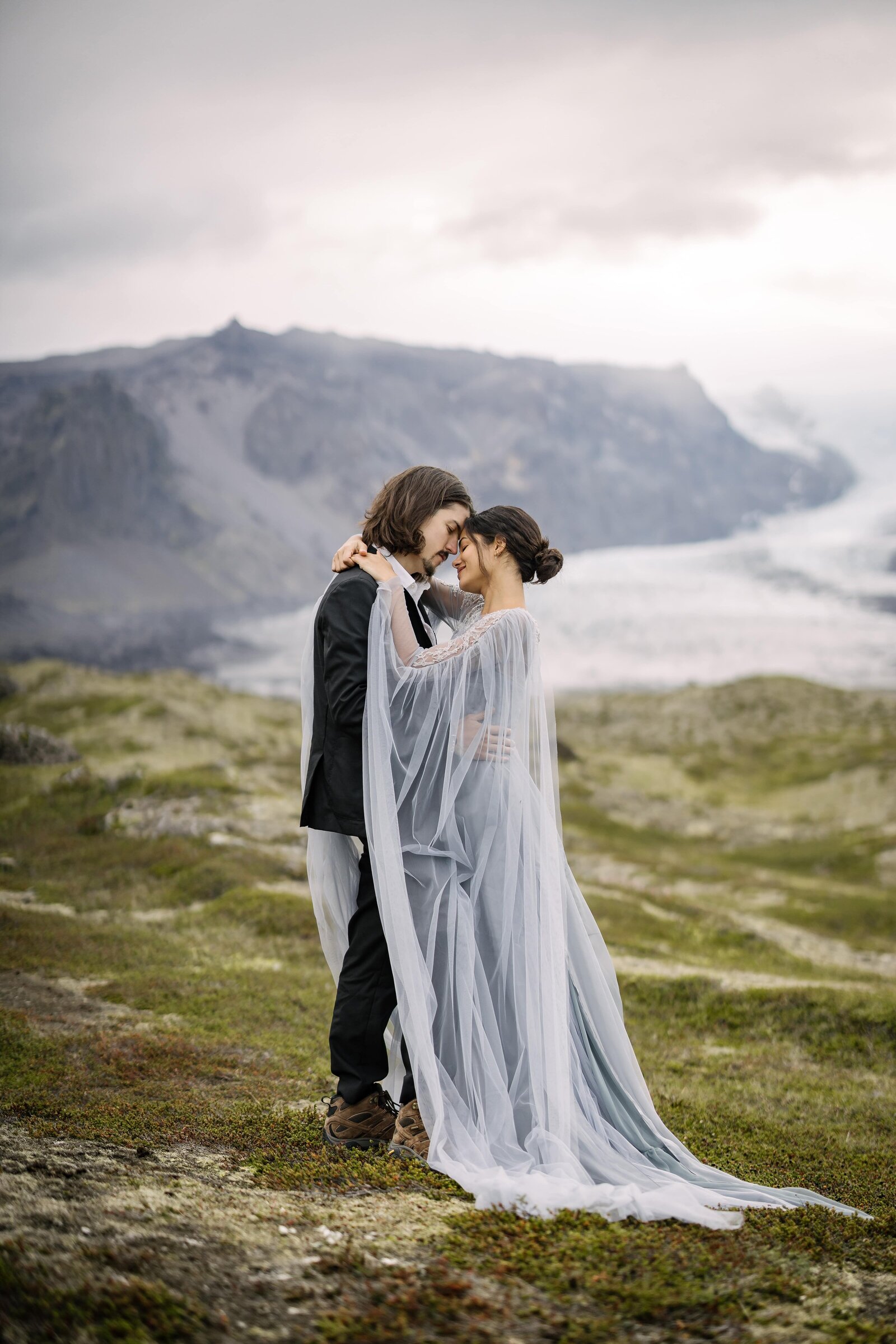 tulle bridal wings on aline gown