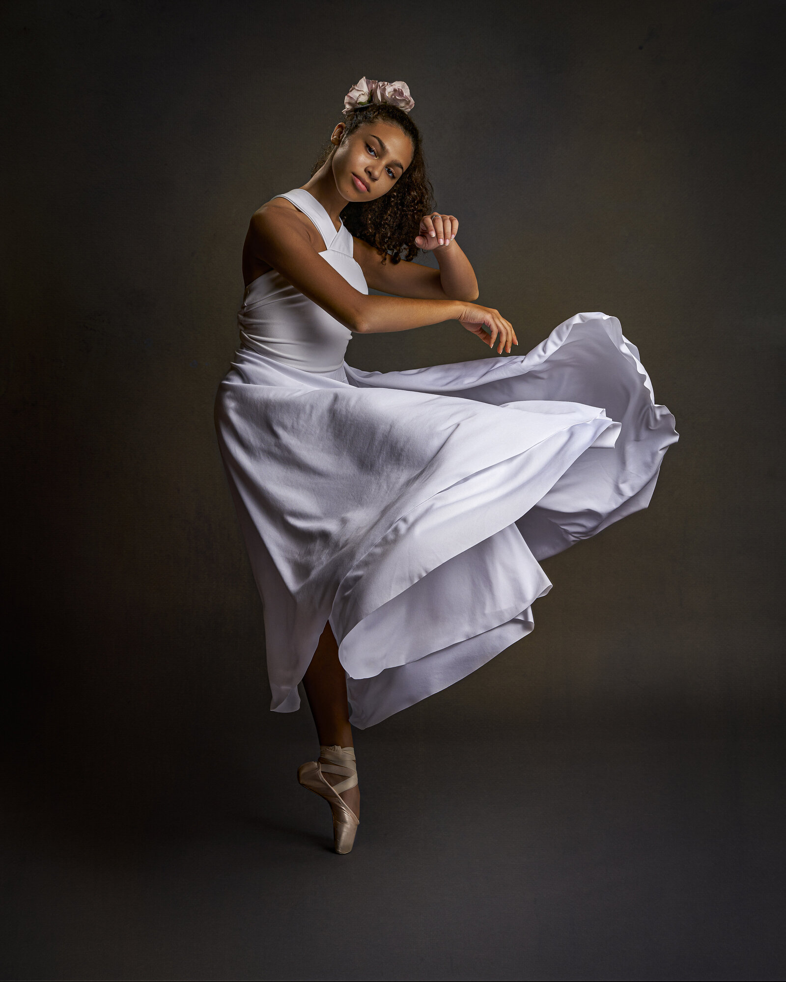 Dancer portrait with white skirt