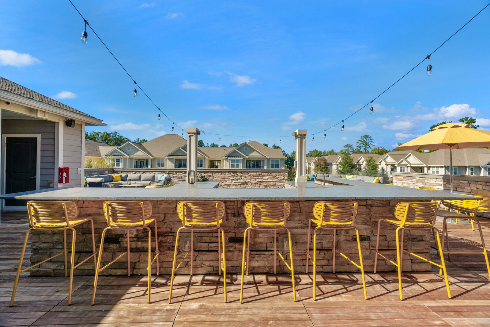 Rooftop lounge in Charlotte NC designed by Waxhaw interior designer Gracious Home Interiors 