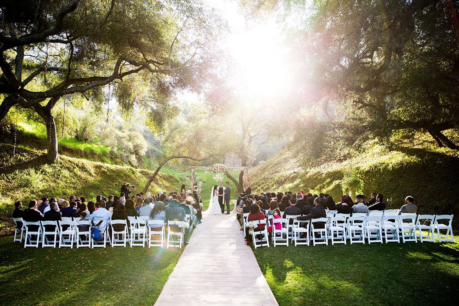 full view of outside ceremony space beautiful ighting