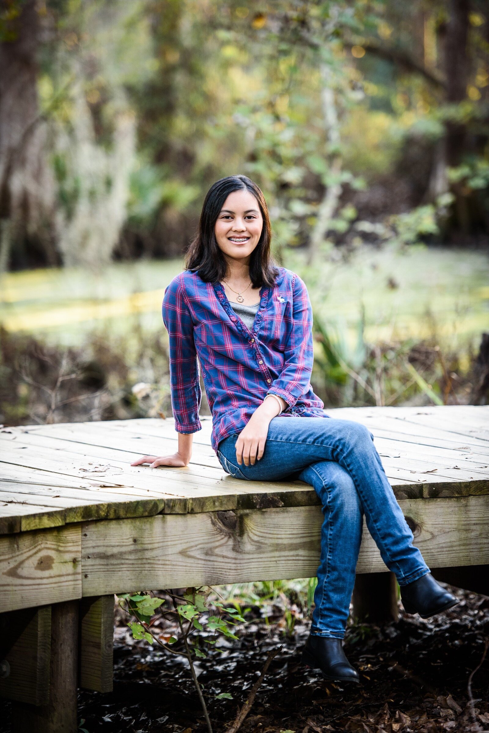 Senior portrait in Slidell at Camp Salmen Nature Park