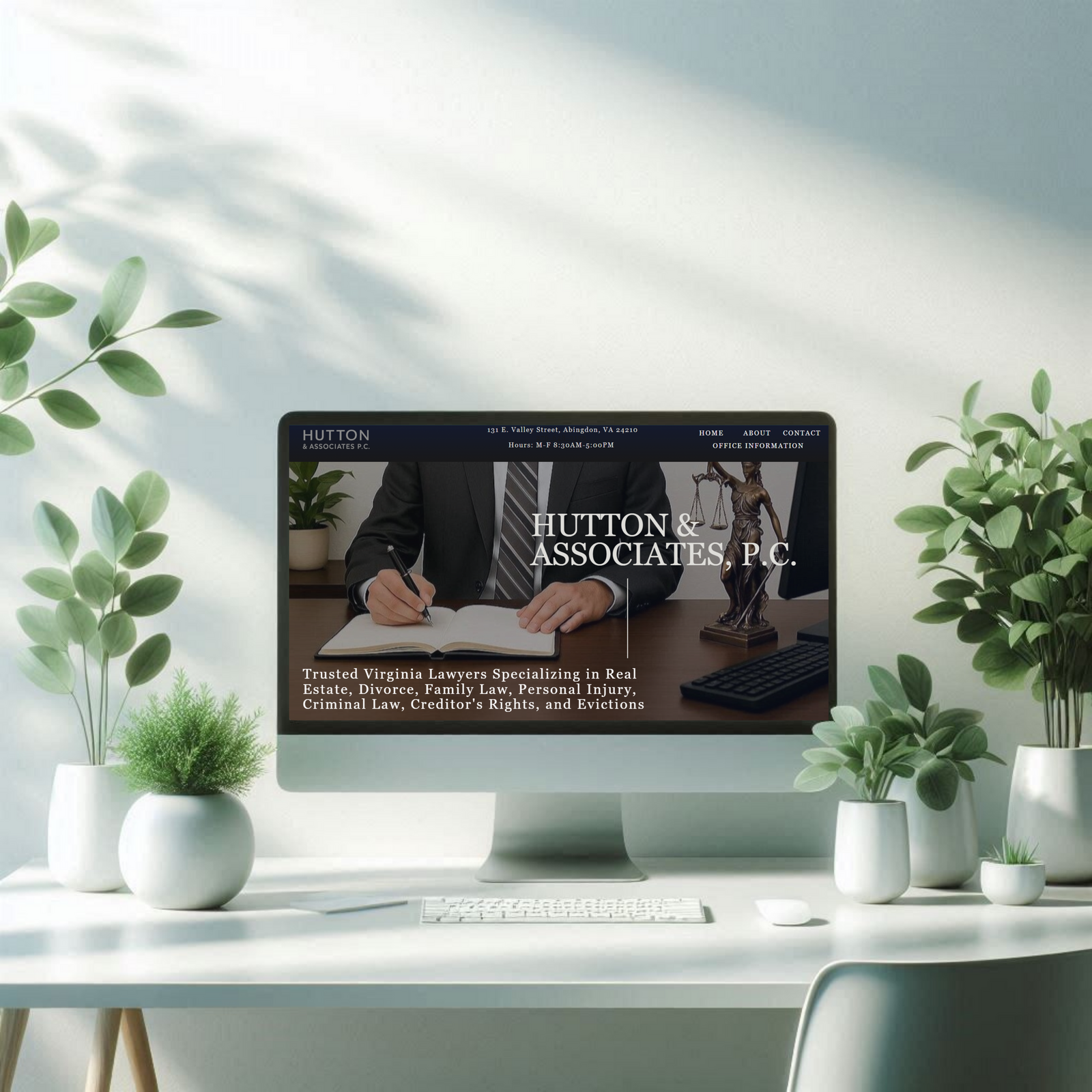 Top section of the Project 2 law firm website home page showing a clean, responsive layout designed by Taylor Reichart for strong first-impression UX and SEO