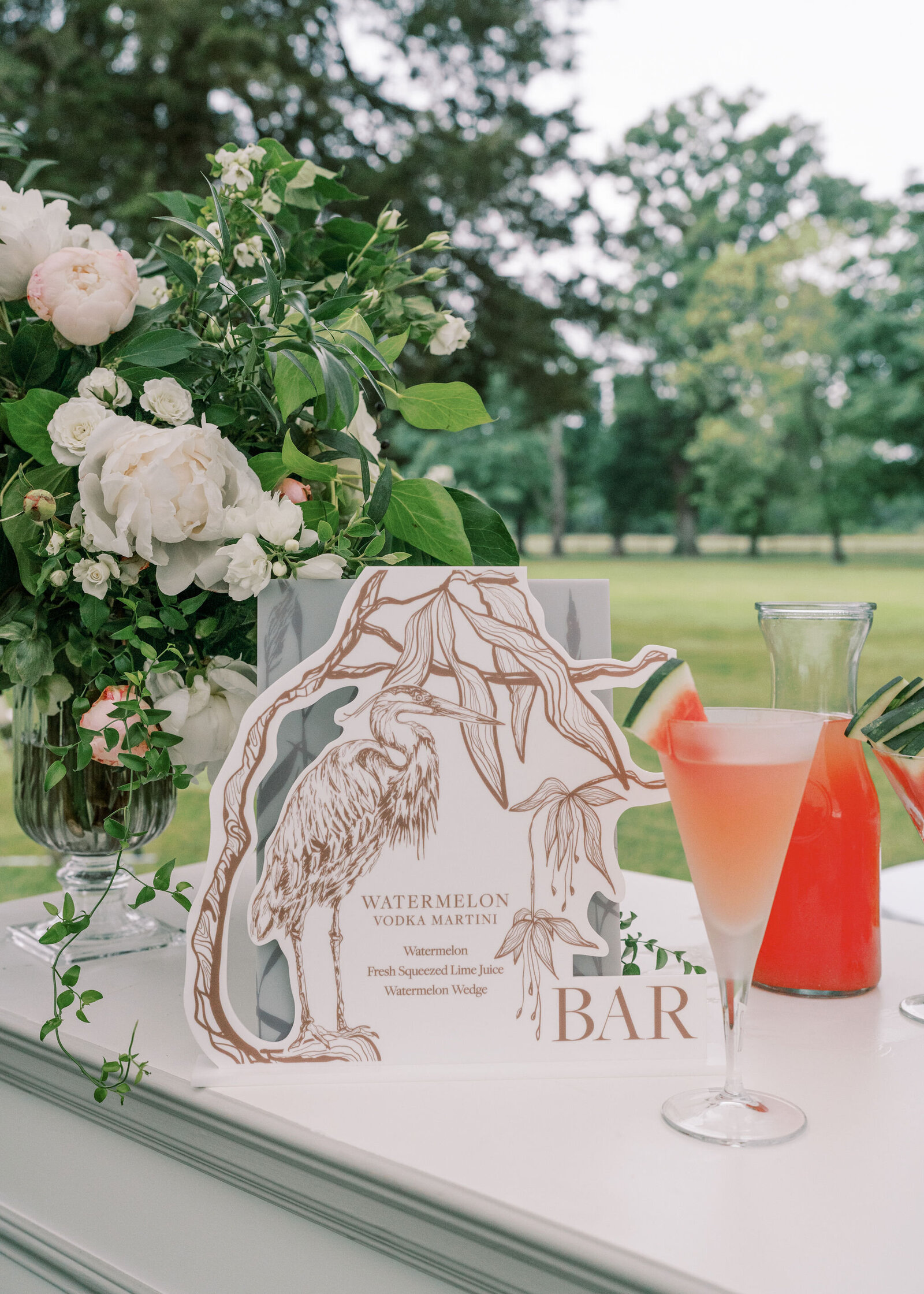 Whitehall wedding Pamela Barefoot bar sign