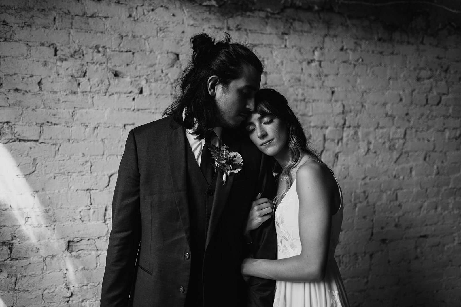 Bride and groom at Parker House in an intimate downtown Franklin wedding