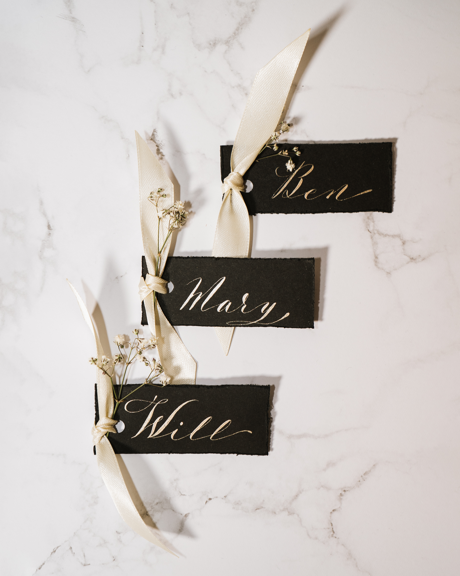 Black name cards event calligraphy elegant berlin